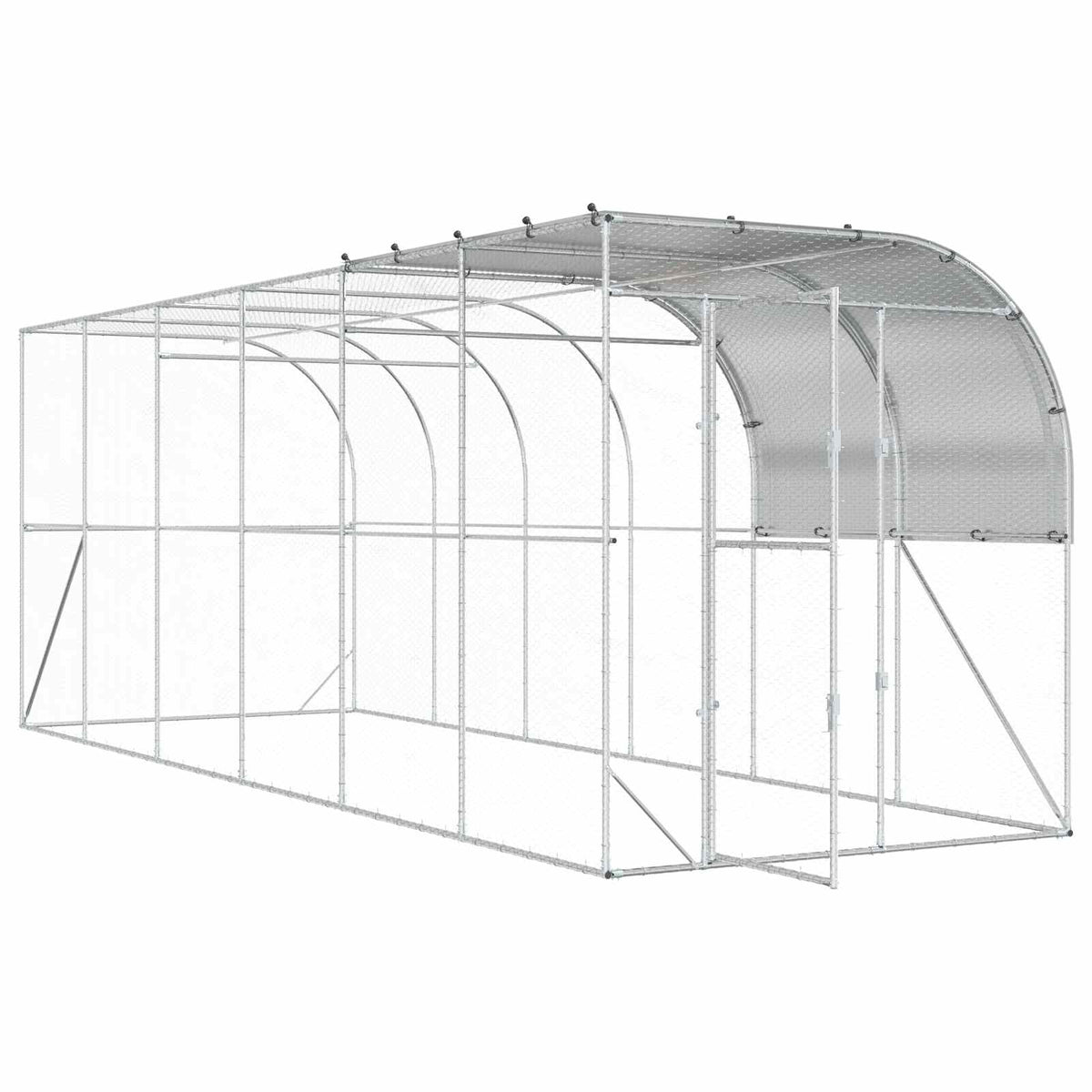 vidaXL Against Wall Chicken Coop Silver 600 x 200 x 215 cm 3