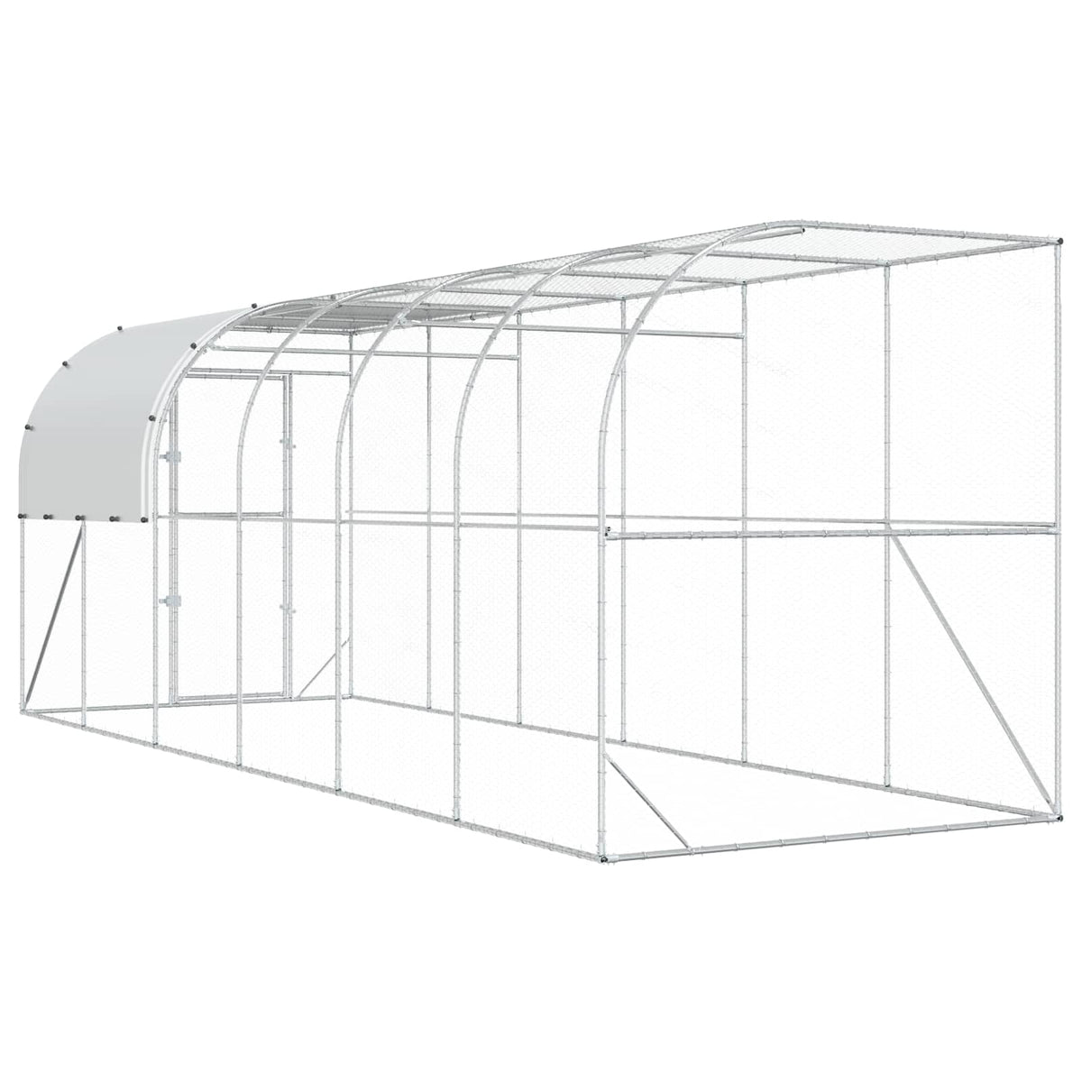 vidaXL Against Wall Chicken Coop Silver 600 x 200 x 215 cm 6