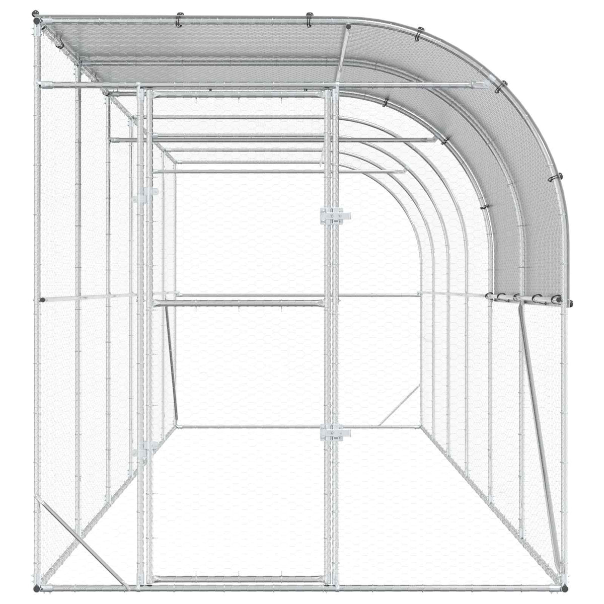 vidaXL Against Wall Chicken Coop Silver 600 x 200 x 215 cm 4