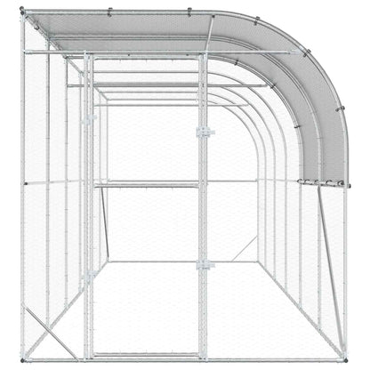 vidaXL Against Wall Chicken Coop Silver 600 x 200 x 215 cm 4