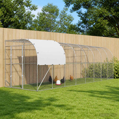 vidaXL Against Wall Chicken Coop Silver 800 x 200 x 215 cm 1