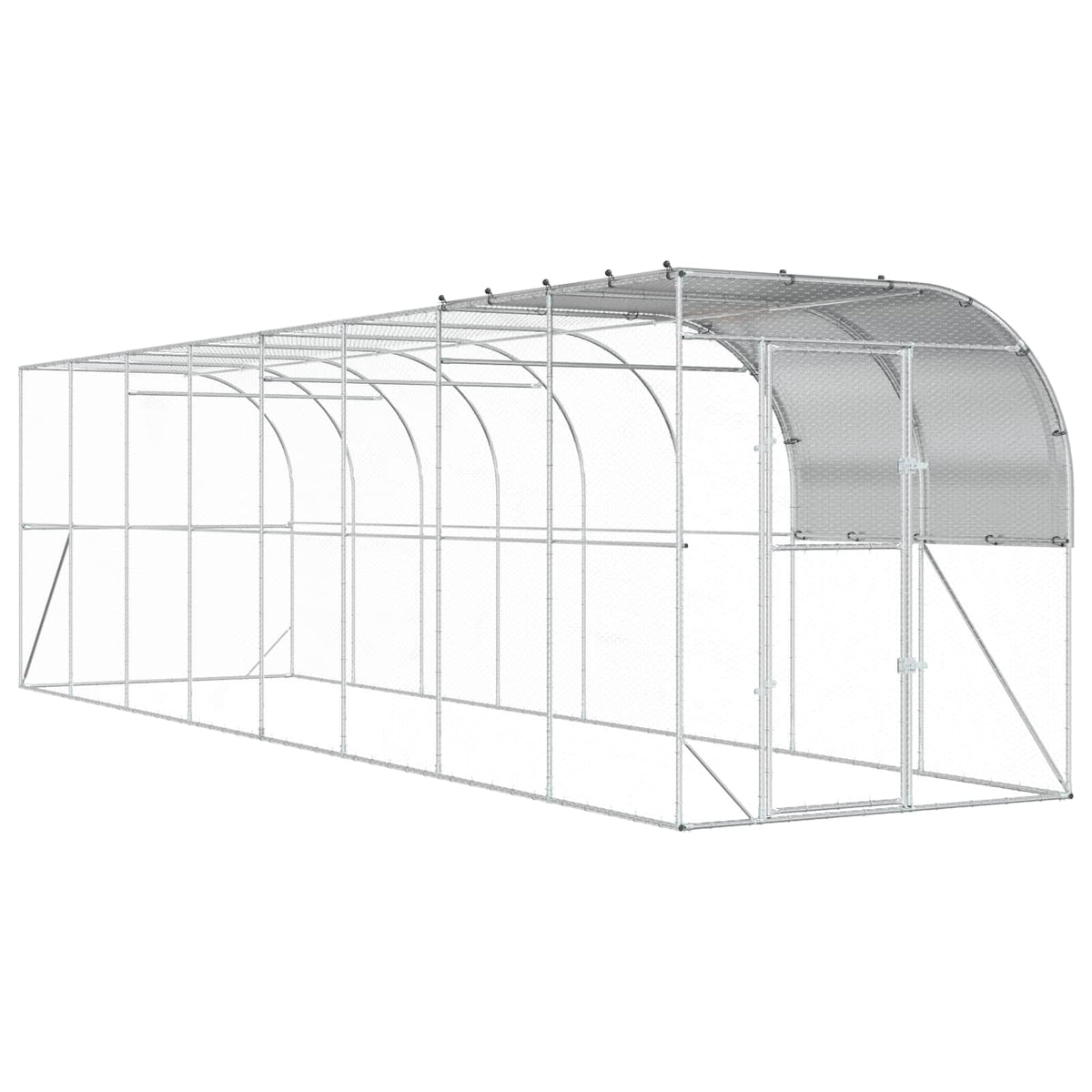 vidaXL Against Wall Chicken Coop Silver 800 x 200 x 215 cm 2