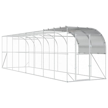 vidaXL Against Wall Chicken Coop Silver 800 x 200 x 215 cm 2