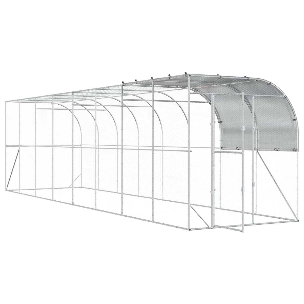 vidaXL Against Wall Chicken Coop Silver 800 x 200 x 215 cm 3
