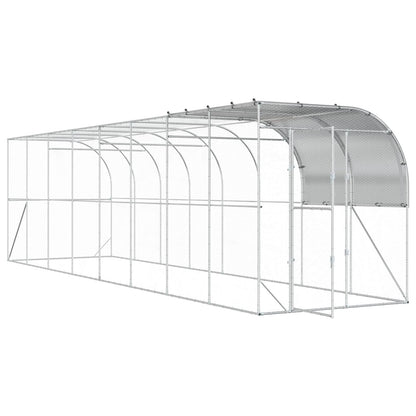 vidaXL Against Wall Chicken Coop Silver 800 x 200 x 215 cm 3