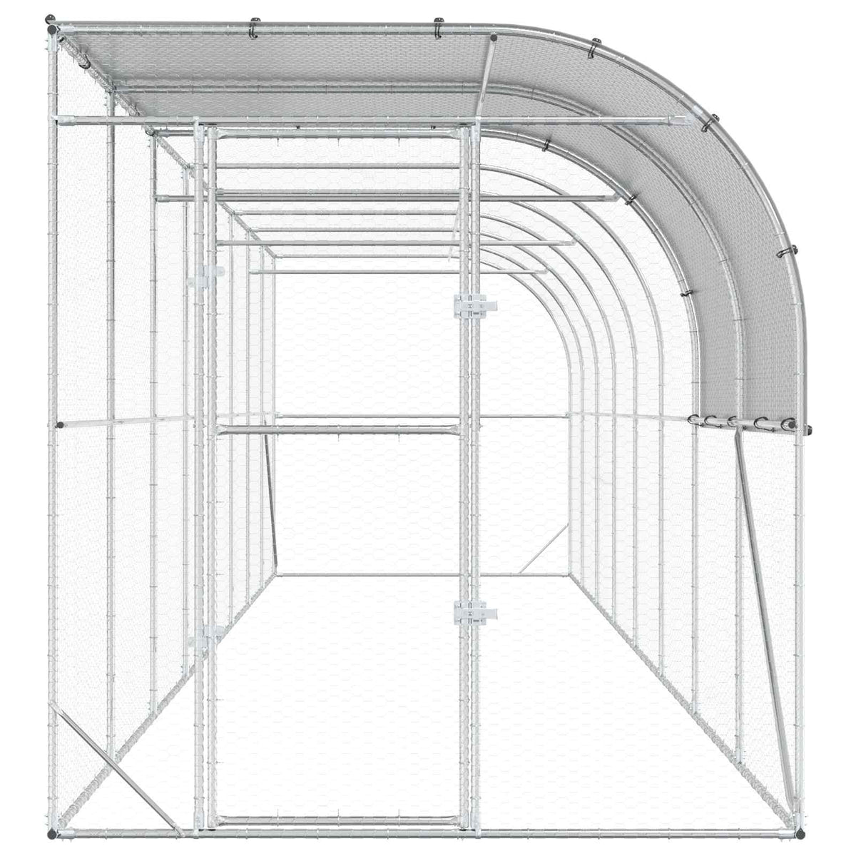 vidaXL Against Wall Chicken Coop Silver 800 x 200 x 215 cm 4