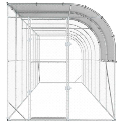 vidaXL Against Wall Chicken Coop Silver 800 x 200 x 215 cm 4