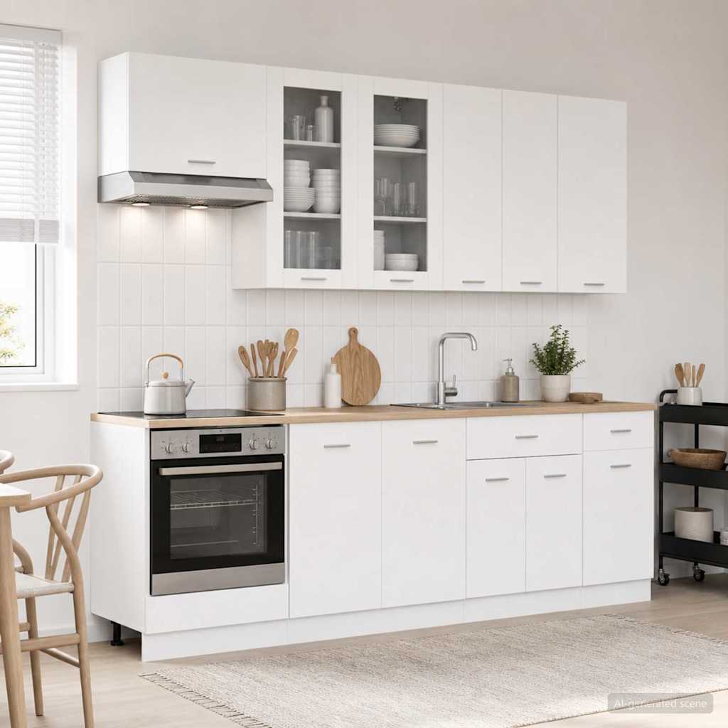 Kitchen Unit LYON 8 pcs Engineered Wood White 80 cm