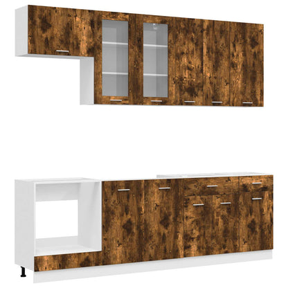 Kitchen Unit LYON 8 pcs Engineered Wood Smoked oak 80 cm