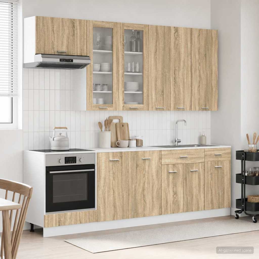 Kitchen Unit LYON 8 pcs Engineered Wood Sonoma oak 100 cm
