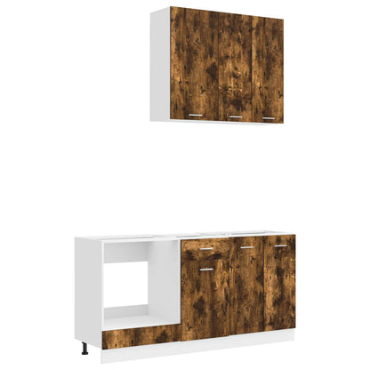vidaXL Kitchen Unit LYON 5 pcs Smoked Oak Engineered Wood 2