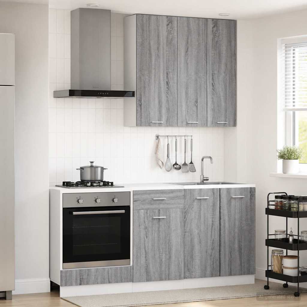 vidaXL Kitchen Unit LYON 5 pcs Grey Sonoma Engineered Wood 1
