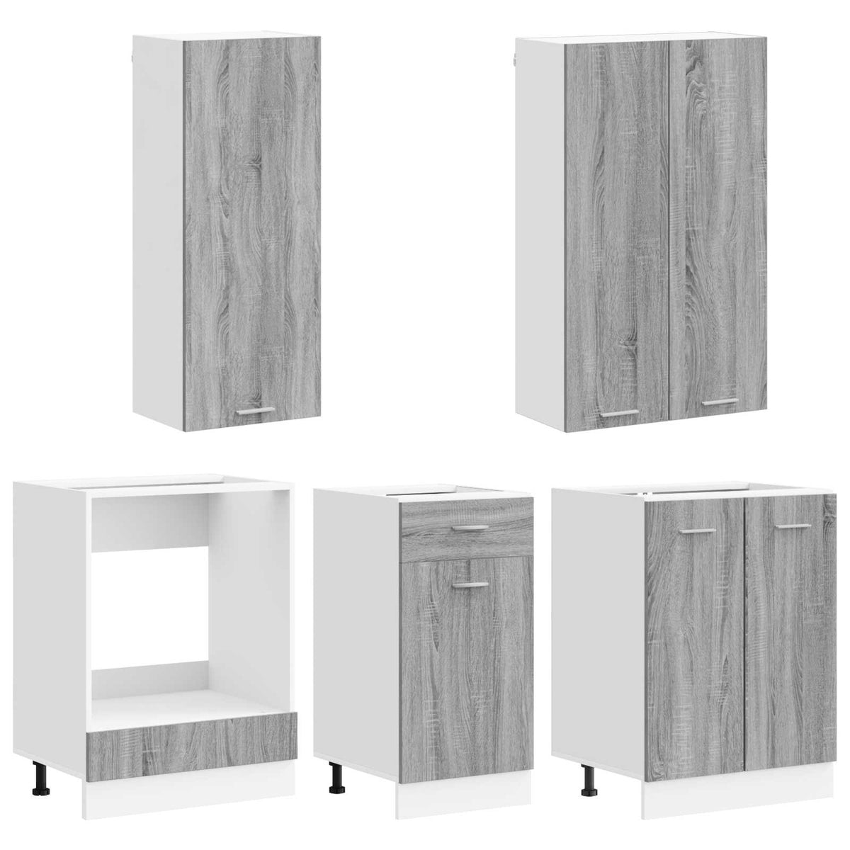 vidaXL Kitchen Unit LYON 5 pcs Grey Sonoma Engineered Wood 3
