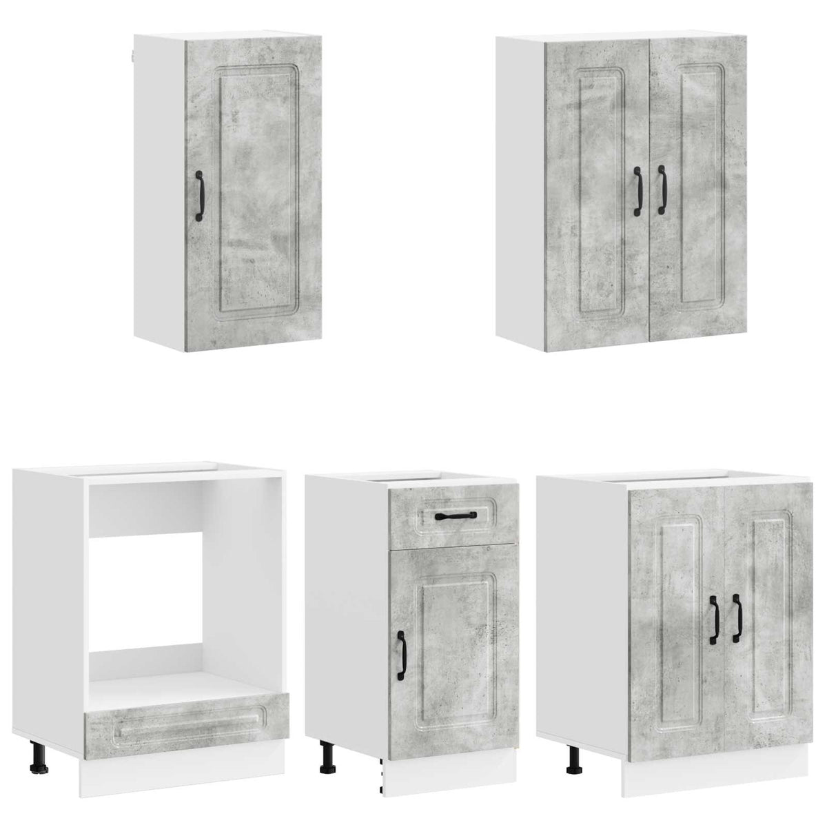 vidaXL Kitchen Unit KALMAR 5 pcs Concrete Grey Engineered Wood 3