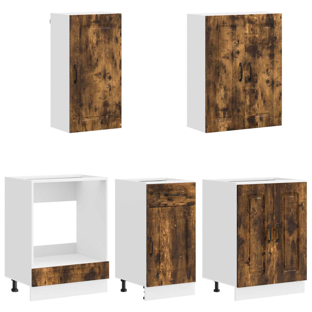vidaXL Kitchen Unit KALMAR 5 pcs Smoked Oak Engineered Wood 3
