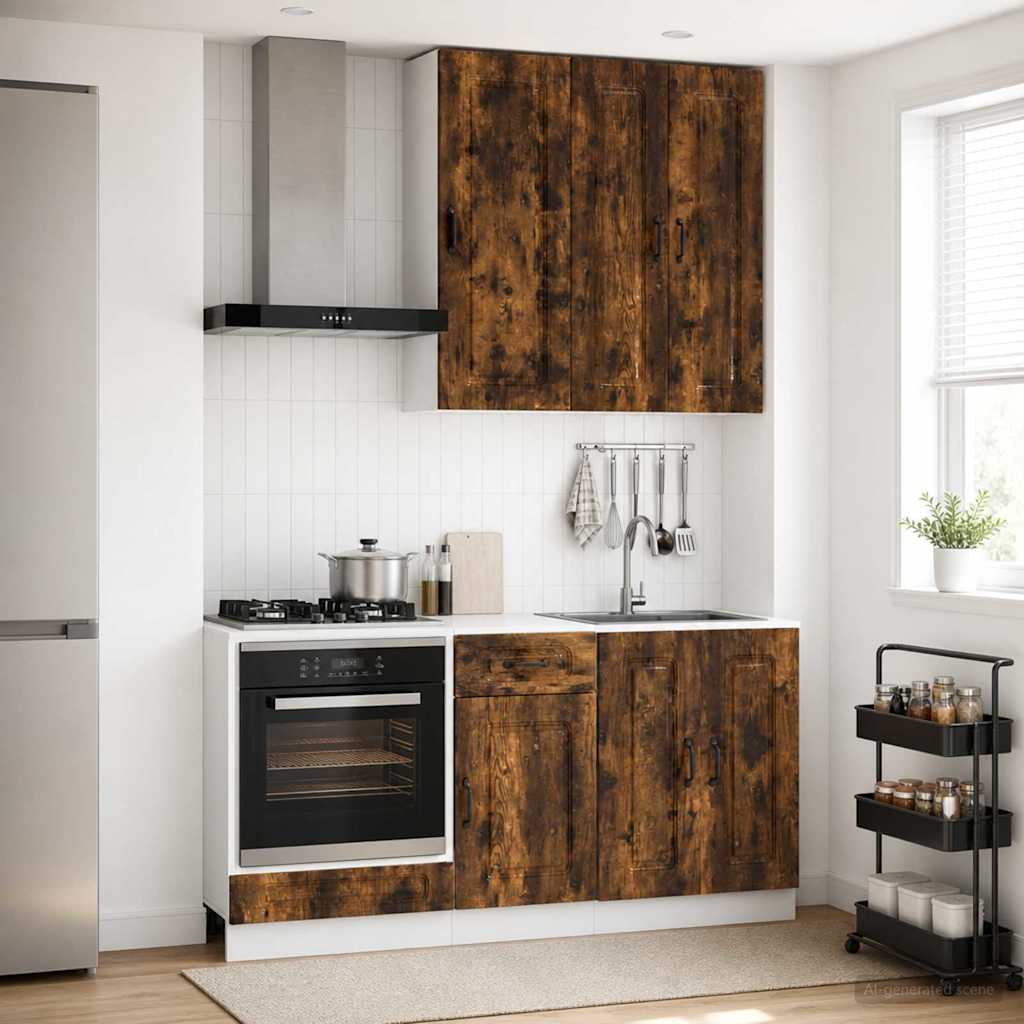 vidaXL Kitchen Unit KALMAR 5 pcs Smoked Oak Engineered Wood 1