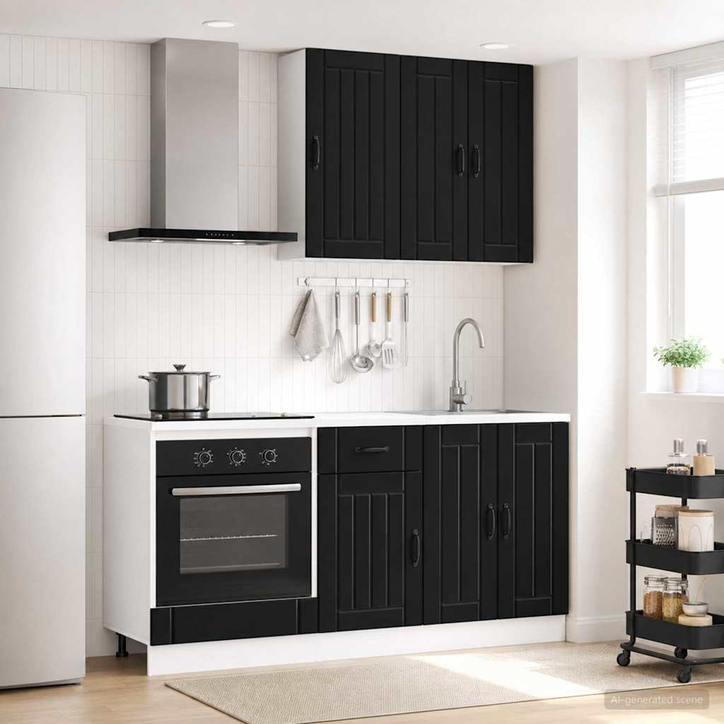 vidaXL Kitchen Unit LUCCA 5 pcs Black Engineered Wood 1