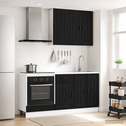 vidaXL Kitchen Unit LUCCA 5 pcs Black Engineered Wood 1