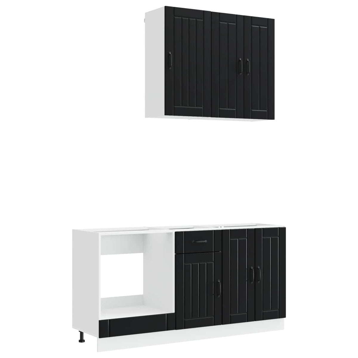 vidaXL Kitchen Unit LUCCA 5 pcs Black Engineered Wood 2