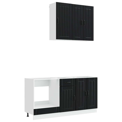 vidaXL Kitchen Unit LUCCA 5 pcs Black Engineered Wood 2