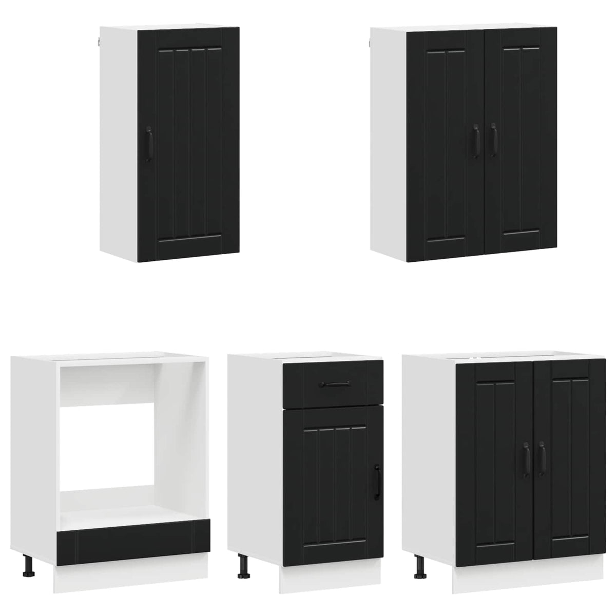 vidaXL Kitchen Unit LUCCA 5 pcs Black Engineered Wood 3