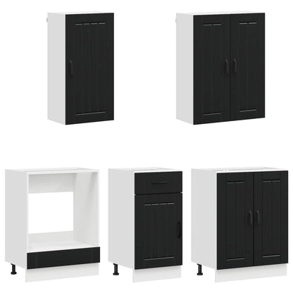 vidaXL Kitchen Unit LUCCA 5 pcs Black Engineered Wood 3