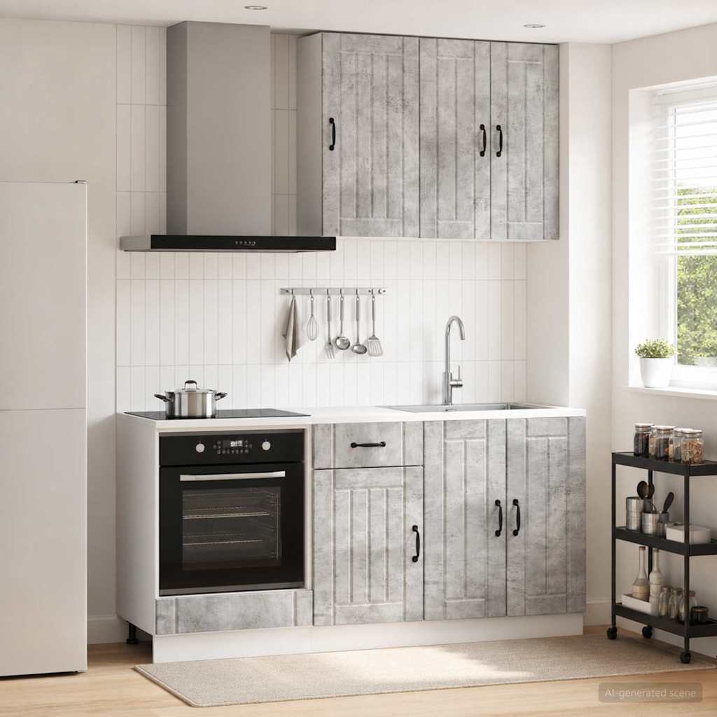 vidaXL Kitchen Unit LUCCA 5 pcs Concrete Grey Engineered Wood 1