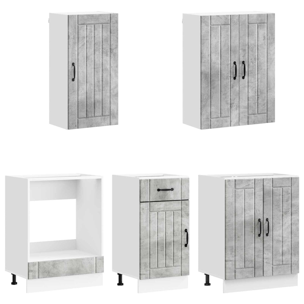vidaXL Kitchen Unit LUCCA 5 pcs Concrete Grey Engineered Wood 3