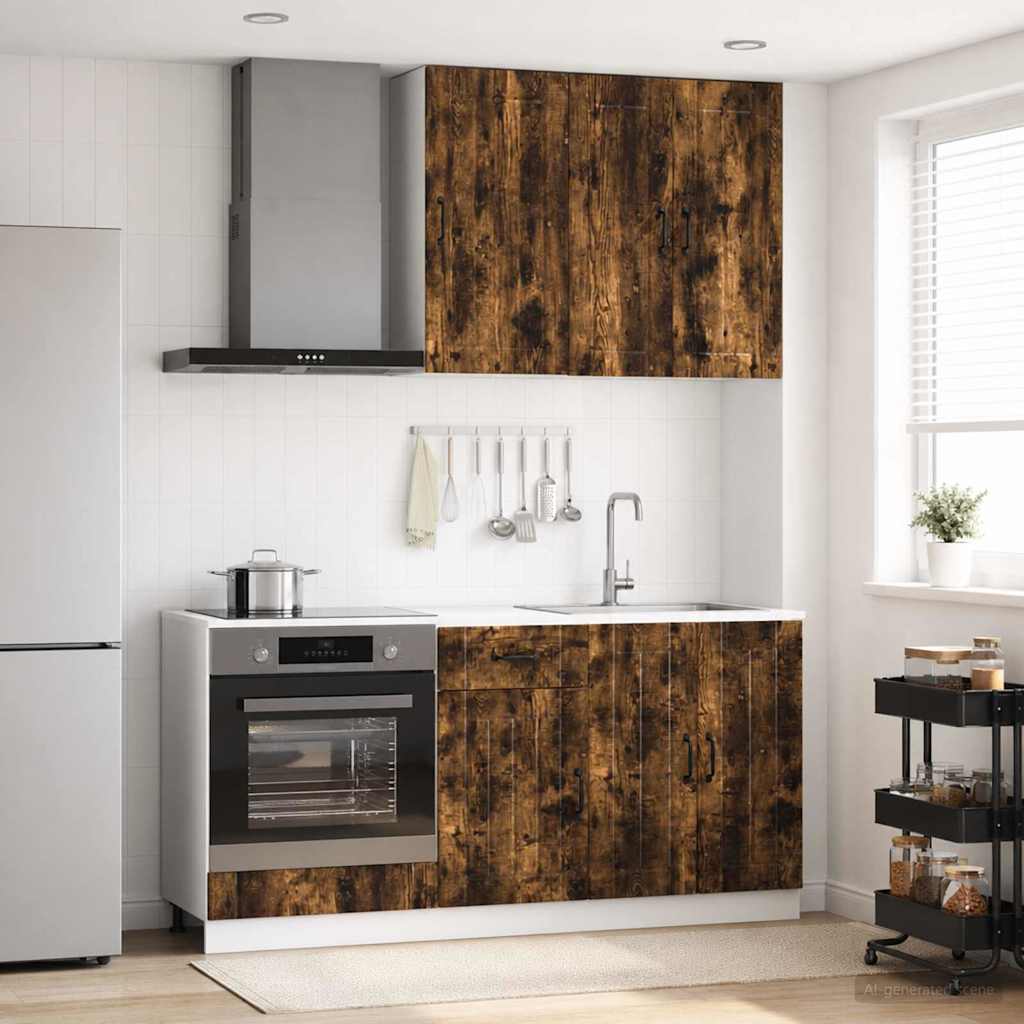 vidaXL Kitchen Unit LUCCA 5 pcs Smoked Oak Engineered Wood 1