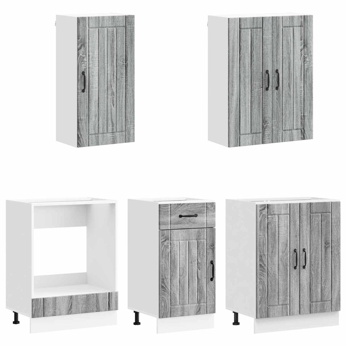 vidaXL Kitchen Unit LUCCA 5 pcs Grey Sonoma Engineered Wood 3