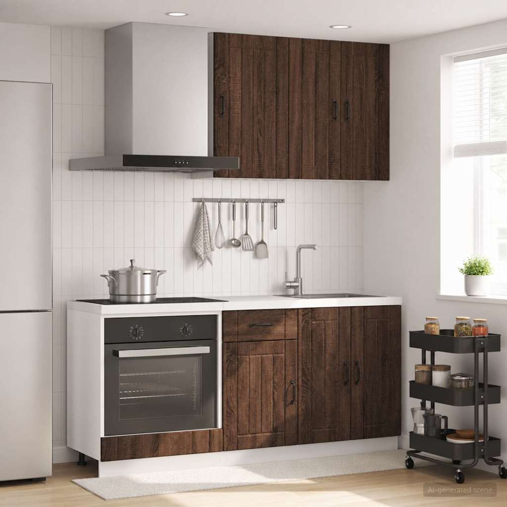 vidaXL Kitchen Unit LUCCA 5 pcs Brown Oak Engineered Wood 1