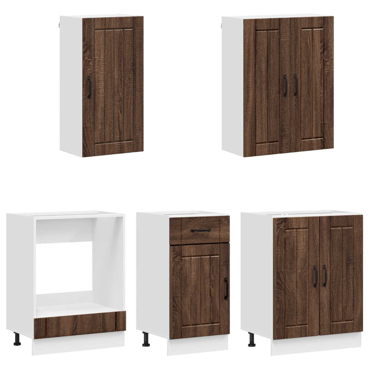 vidaXL Kitchen Unit LUCCA 5 pcs Brown Oak Engineered Wood 3