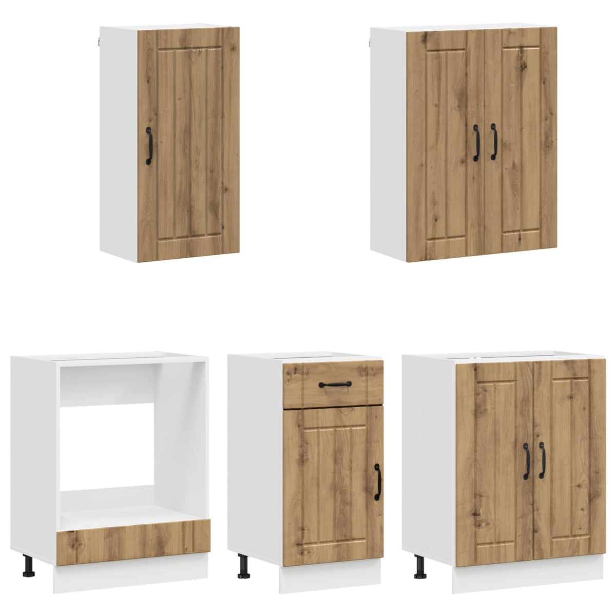 vidaXL Kitchen Unit LUCCA 5 pcs Artisan Oak Engineered Wood 3