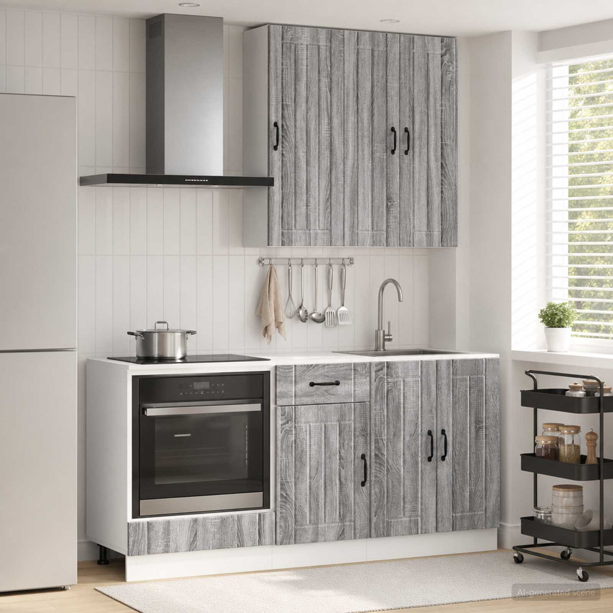 Kitchen Unit LUCCA 5 pcs Engineered Wood Grey sonoma 100 cm