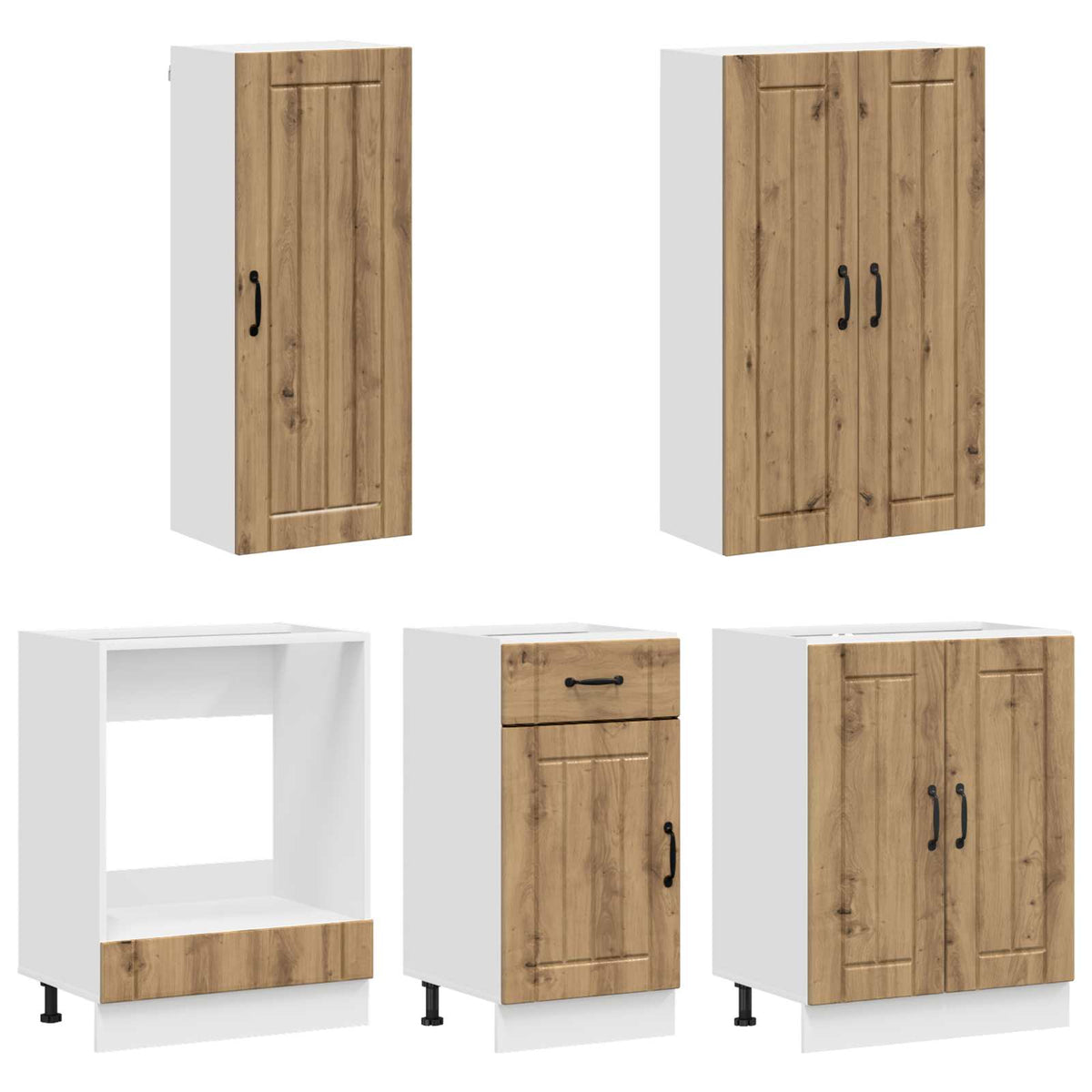 vidaXL Kitchen Unit LUCCA 5 pcs Artisan Oak Engineered Wood 3