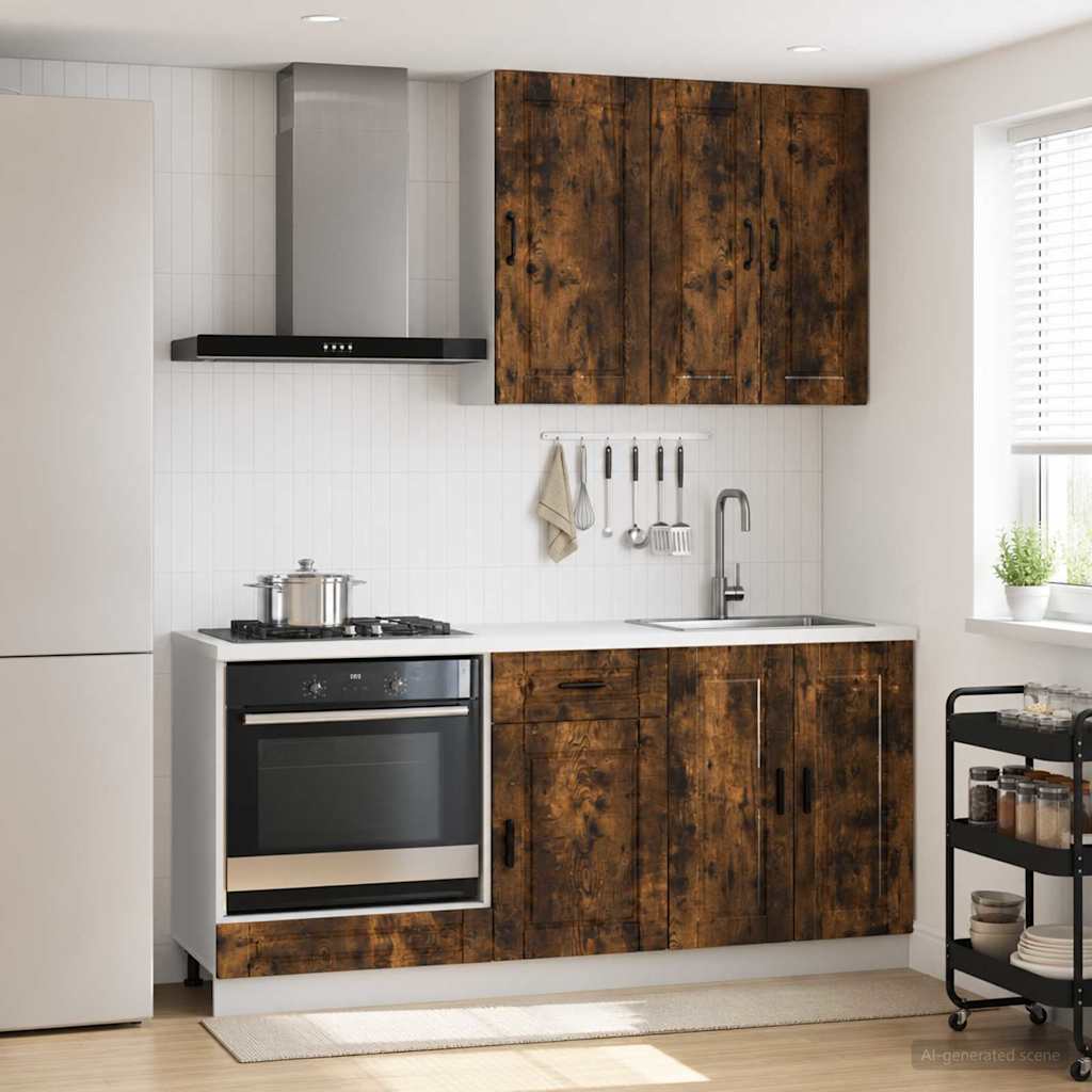 vidaXL Kitchen Unit PORTO 5 pcs Smoked Oak Engineered Wood 1