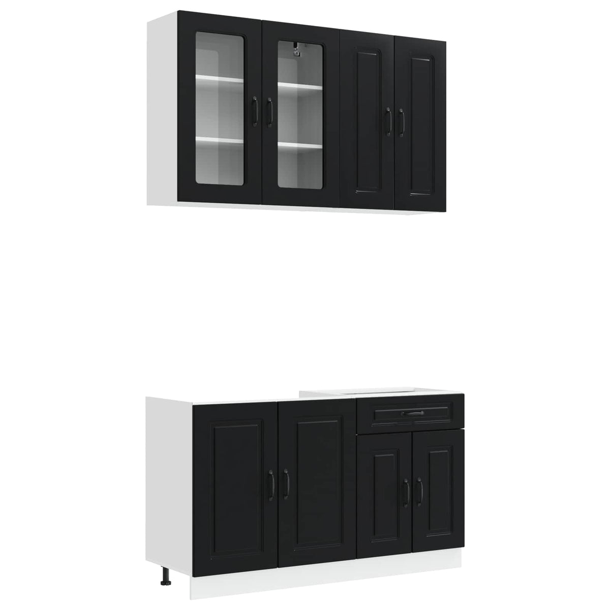 vidaXL Kitchen Unit KALMAR 4 pcs Black Engineered Wood 2