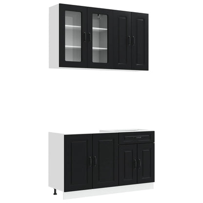 vidaXL Kitchen Unit KALMAR 4 pcs Black Engineered Wood 2