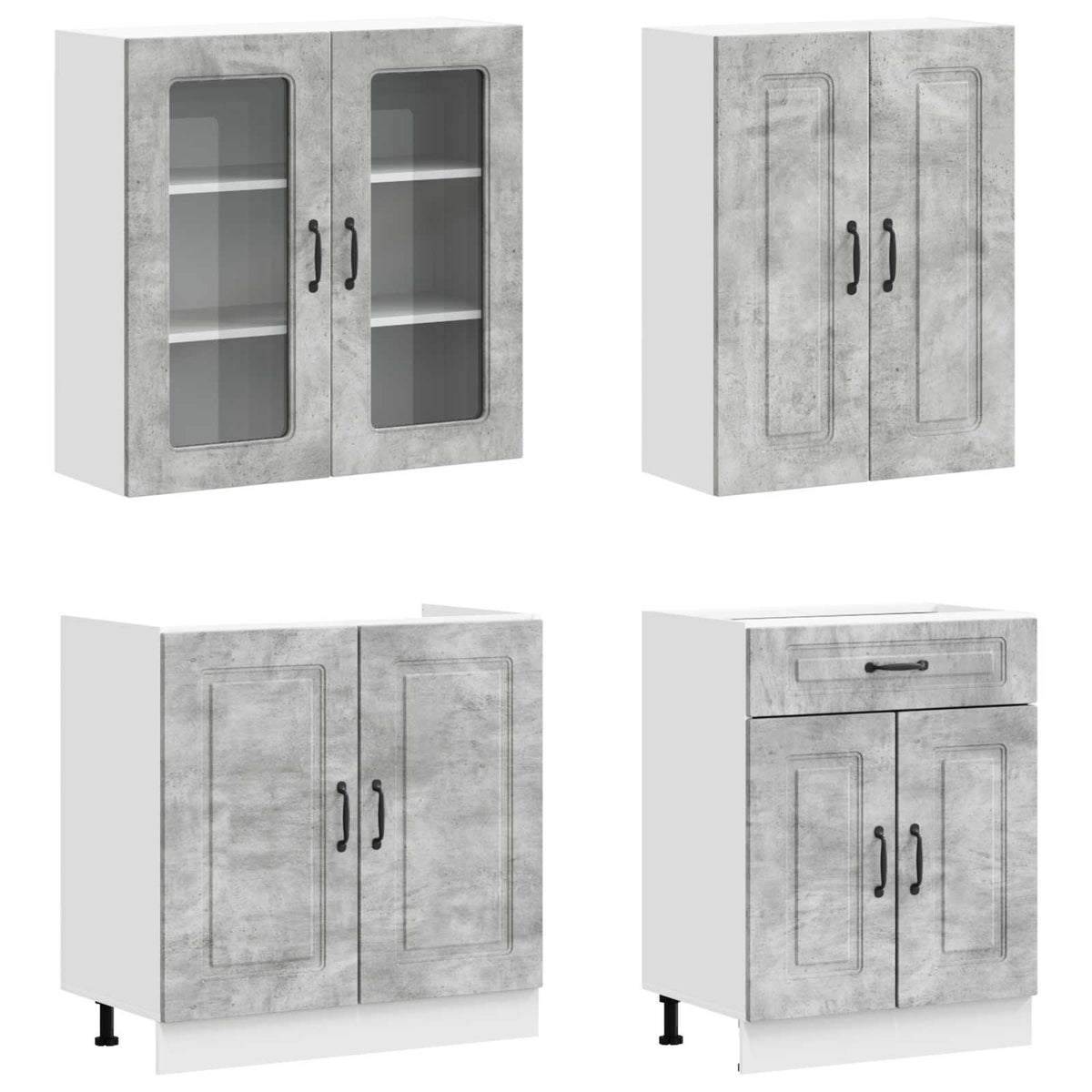 vidaXL Kitchen Unit KALMAR 4 pcs Concrete Grey Engineered Wood 3