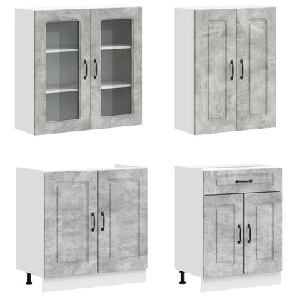 vidaXL Kitchen Unit KALMAR 4 pcs Concrete Grey Engineered Wood 3