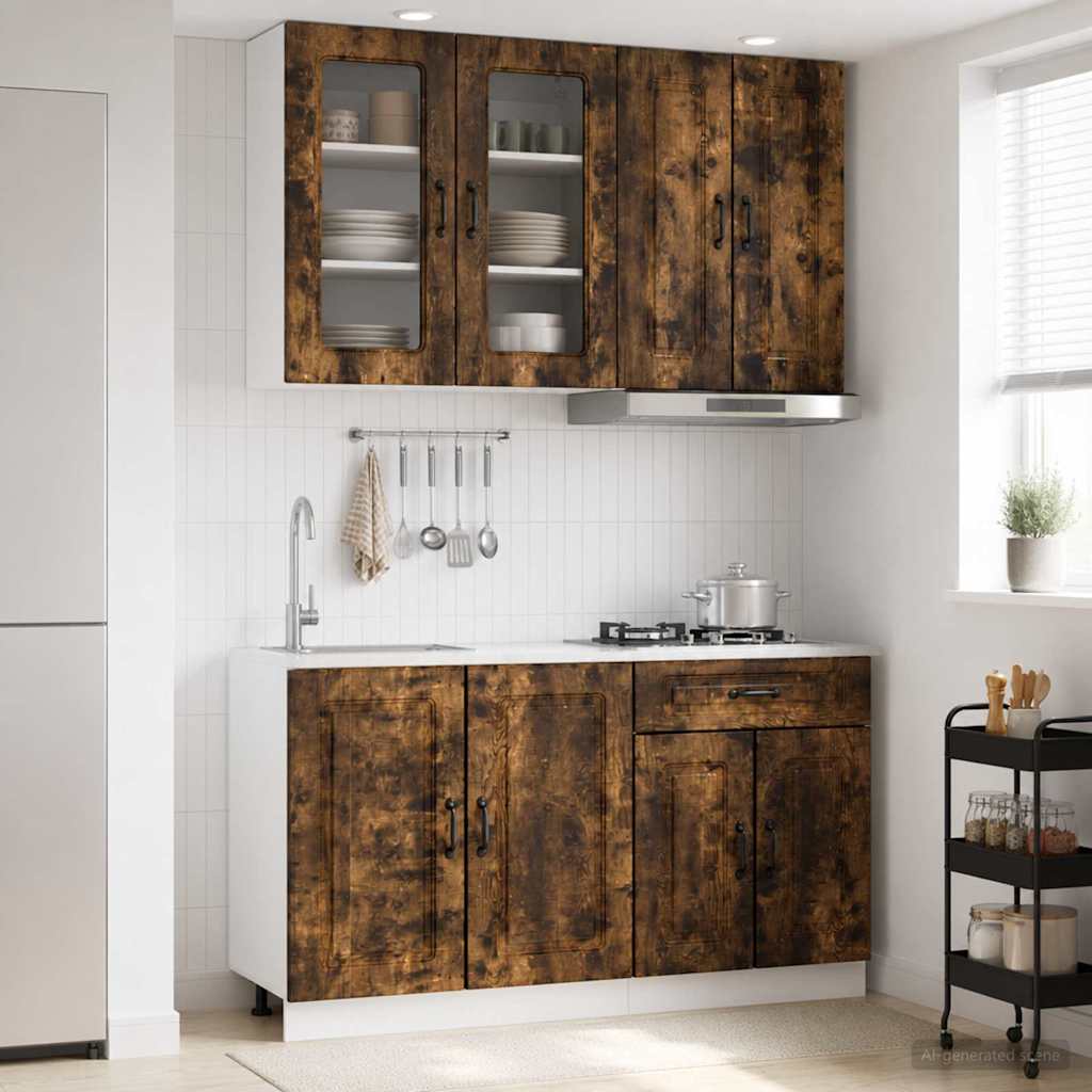 vidaXL Kitchen Unit KALMAR 4 pcs Smoked Oak Engineered Wood 1