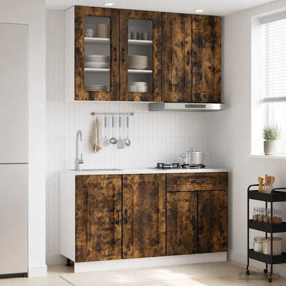 vidaXL Kitchen Unit KALMAR 4 pcs Smoked Oak Engineered Wood 1