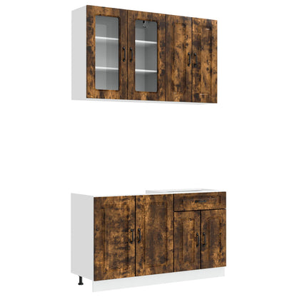 vidaXL Kitchen Unit KALMAR 4 pcs Smoked Oak Engineered Wood 2