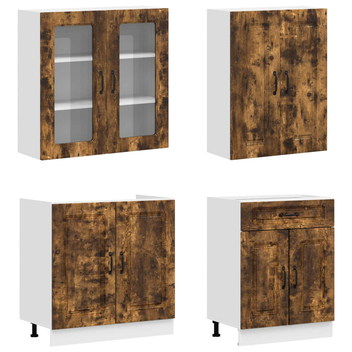 vidaXL Kitchen Unit KALMAR 4 pcs Smoked Oak Engineered Wood 3