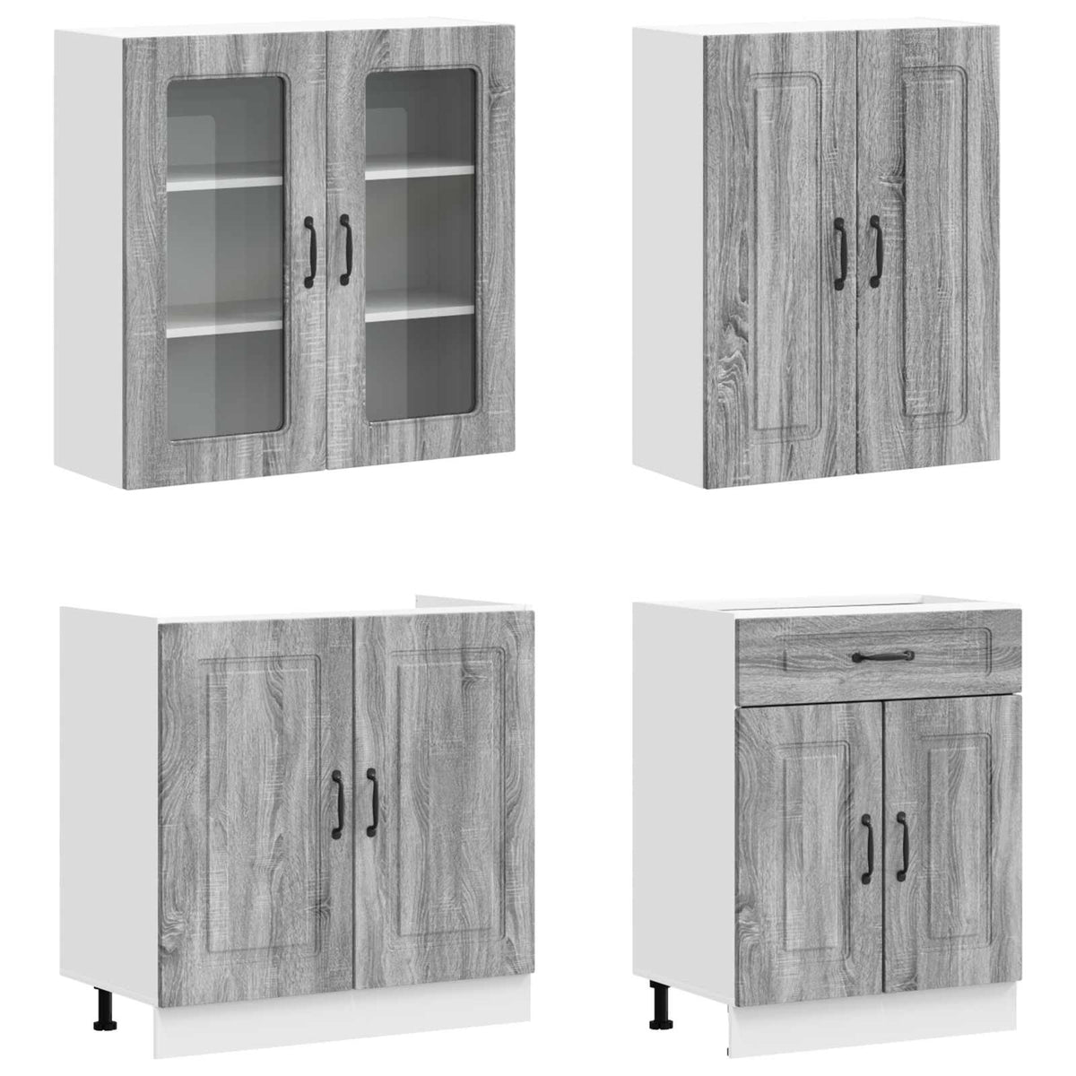 vidaXL Kitchen Unit KALMAR 4 pcs Grey Sonoma Engineered Wood 3