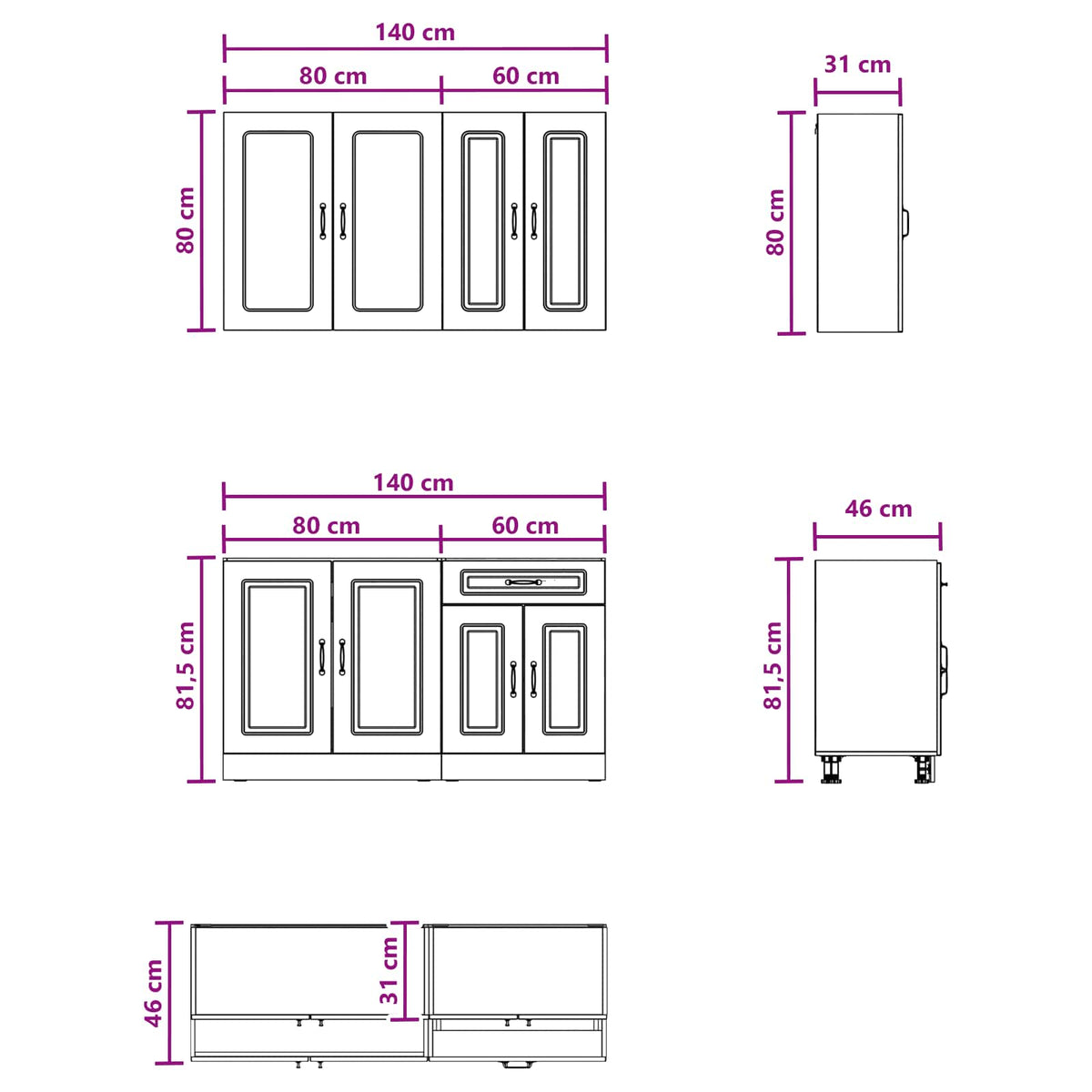 vidaXL Kitchen Unit KALMAR 4 pcs Old Wood Engineered Wood 6