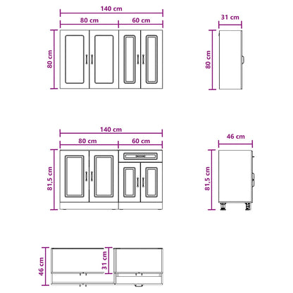 vidaXL Kitchen Unit KALMAR 4 pcs Old Wood Engineered Wood 6