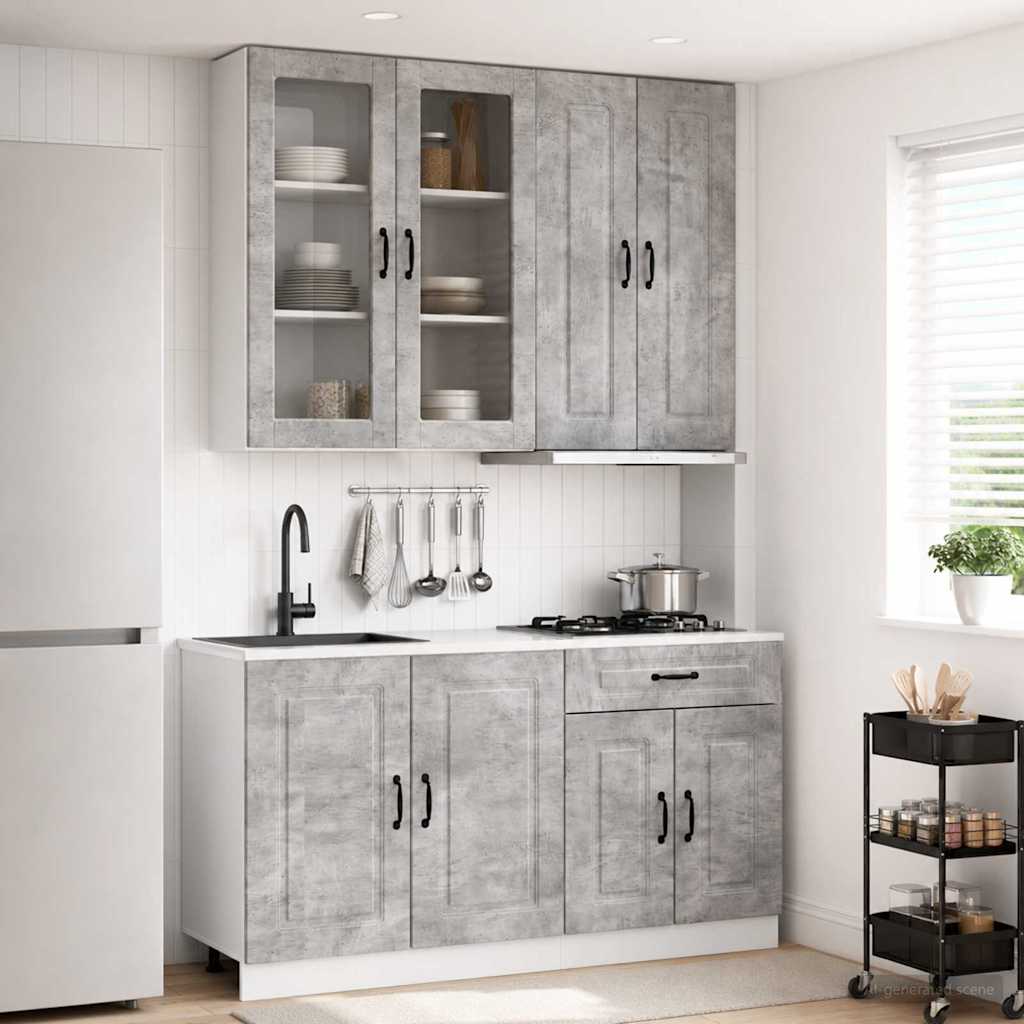 vidaXL Kitchen Unit KALMAR 4 pcs Concrete Grey Engineered Wood 1