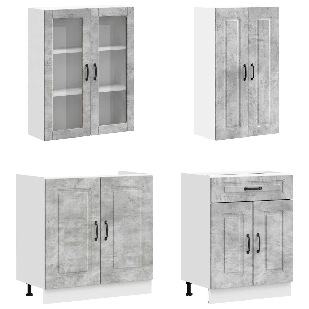 vidaXL Kitchen Unit KALMAR 4 pcs Concrete Grey Engineered Wood 3
