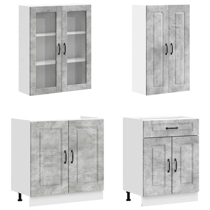 vidaXL Kitchen Unit KALMAR 4 pcs Concrete Grey Engineered Wood 3